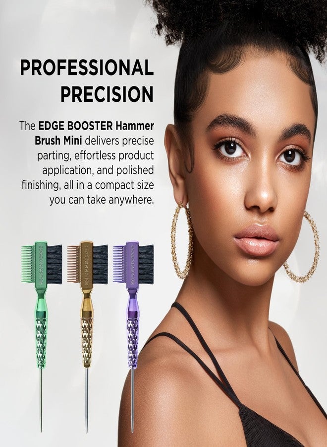 ستايل فاكتور فرشاة ستايل فاكتور إيدج بوستر® ميني هامر بحجم مناسب للسفر | فرشاة شعر الأطفال ومشط مزدوج الجوانب للتحكم في حواف الشعر بشعيرات الخنزير البري | طرف مدبب لتصفيف دقيق | فرشاة سفر لحواف الشعر وشعر الأطفال - Image 3